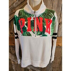 Victorias secret PINK Tropical palm 1/4 zip sweater popover y2k spell out XS